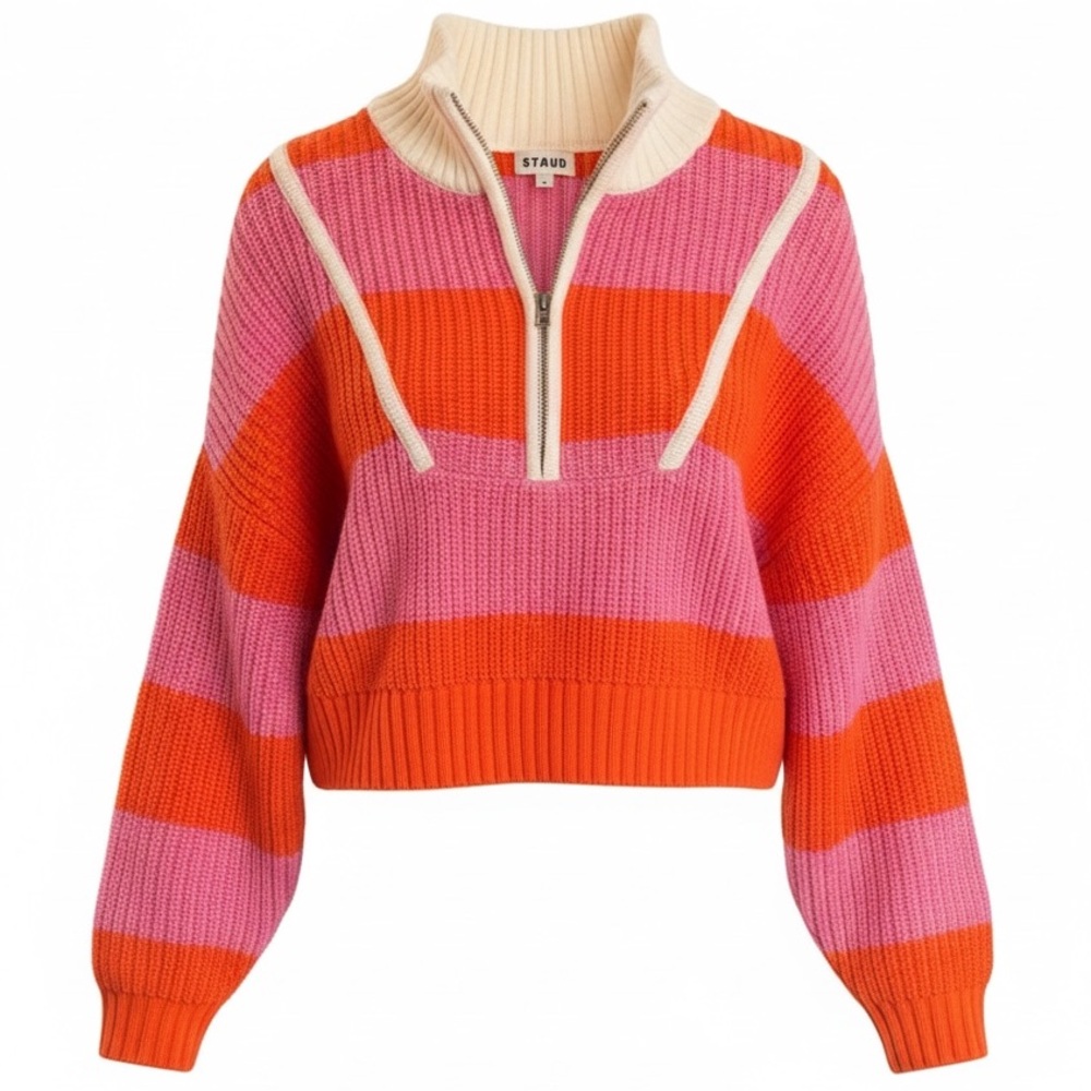 STAUD Pink and Orange Knit Sweater